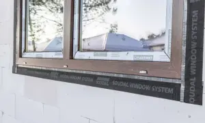 Szpaleta okienna to warstwa izolacyjna wokół okna, widoczna na styku ramy okiennej z murem z bloczków.